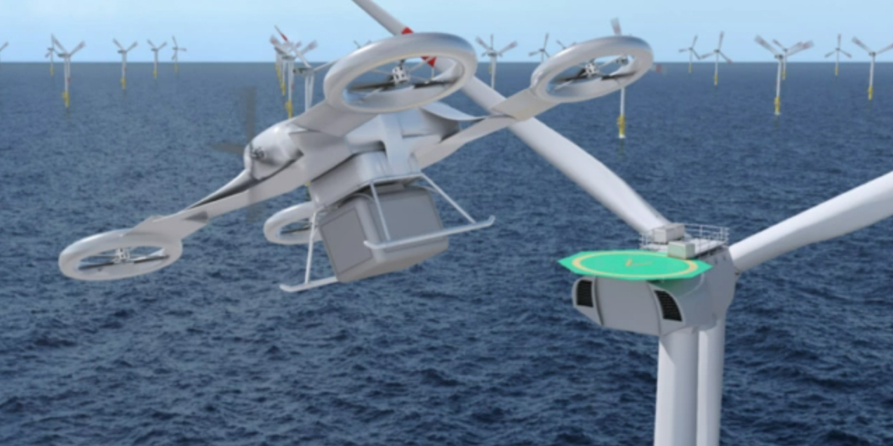 drone for sea wind power maintenance delivery material